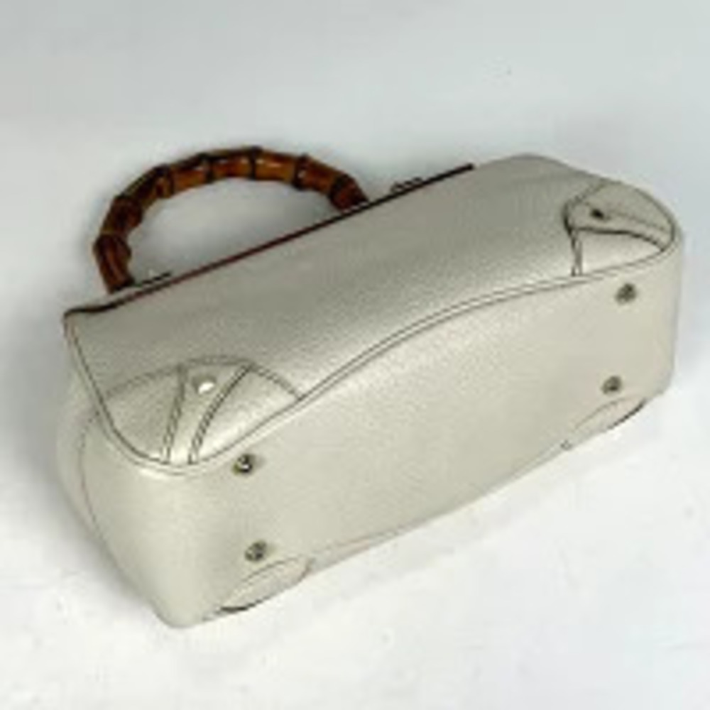 Gucci Handbag Bamboo Leather Beige 2way Tan